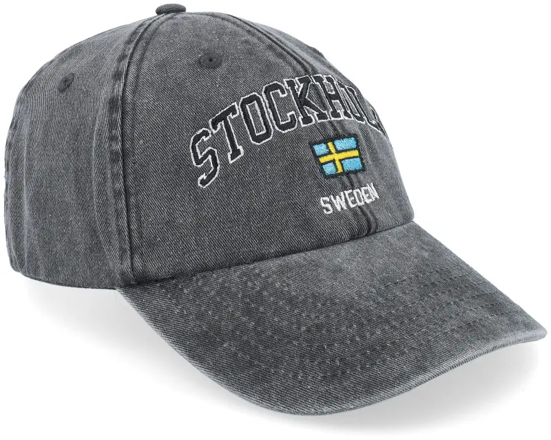 Iconic Stockholm Sweden Washed Black Dad Cap online