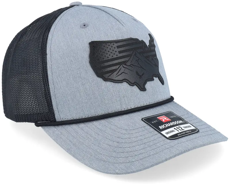 Iconic Usa Map Flag Black Patch Heather Grey/Black Rope A-Frame Trucker online