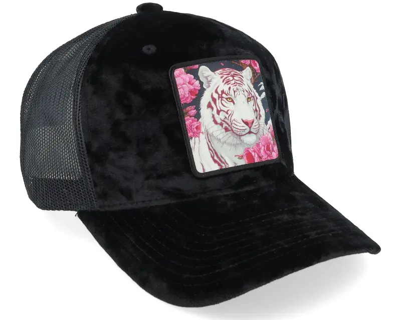 Iconic White Panther Black Velvet Trucker online