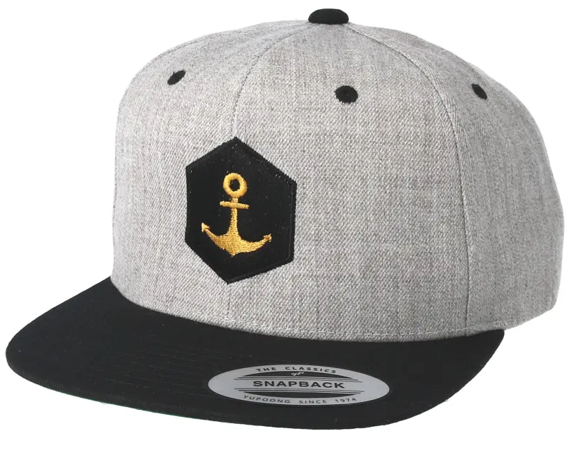 Jack Anchor Hexagon Anchor Heather Grey Black Snapback online