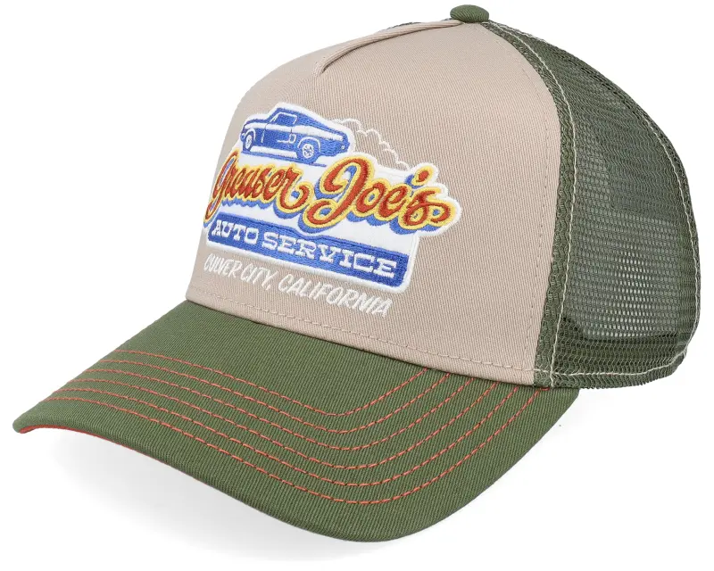 JJ Hats Greaser Joe’s Khaki/Olive A-Frame Trucker online