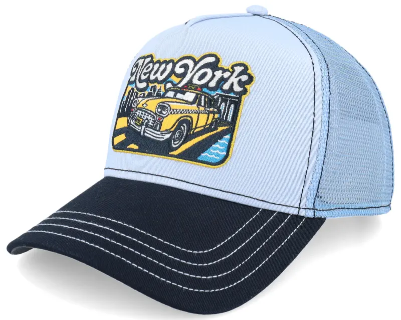 JJ Hats Yellow Cab Black/Light Blue A-Frame Trucker online