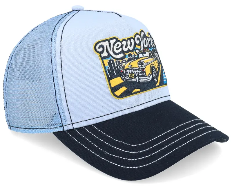 JJ Hats Yellow Cab Black/Light Blue A-Frame Trucker online