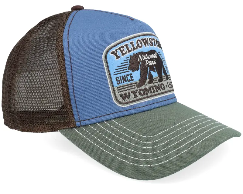 JJ Hats Yellowstone Blue/Brown/Olive A-Frame Trucker online