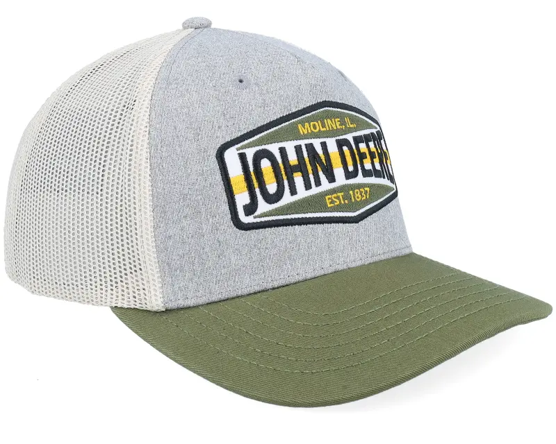 John Deere Colorblock Mesh Back Ivory A-Frame Trucker online