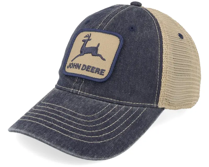 John Deere Stone Washed Logo Navy/Ivory Dad Cap Trucker online