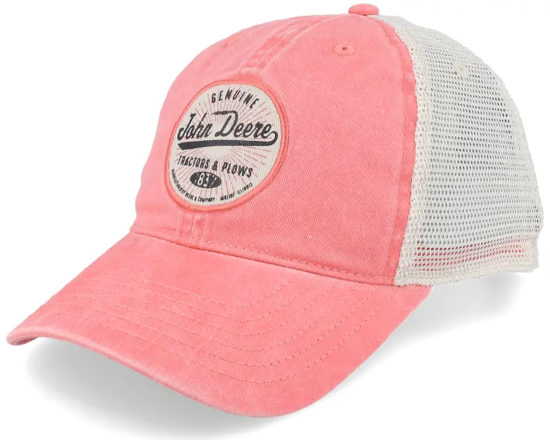 John Deere Twill/Mesh Sueded Logo Pink/Off-White Dad Cap Trucker online