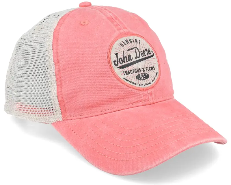 John Deere Twill/Mesh Sueded Logo Pink/Off-White Dad Cap Trucker online