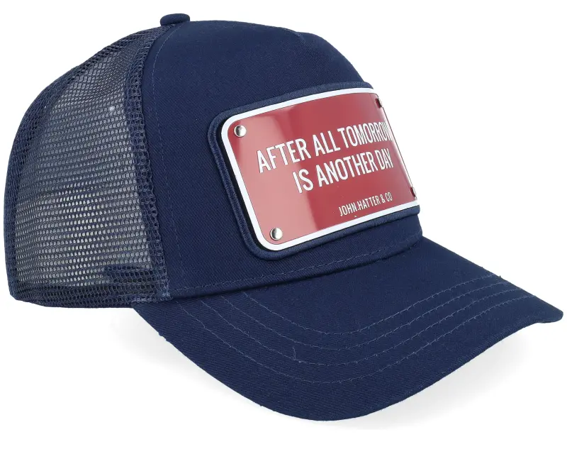 John Hatter & Co After All Tomorrow Is Another Day Aluminium Plate Navy A-Frame Trucker online