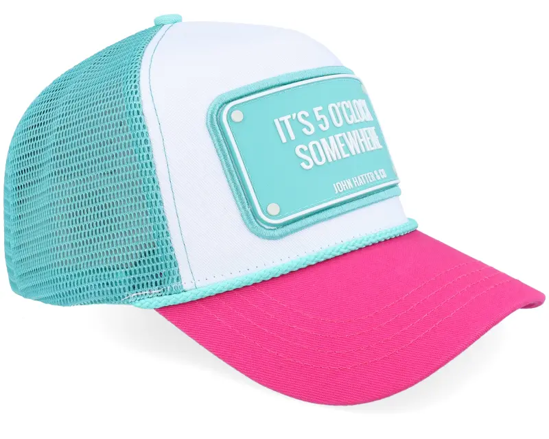 John Hatter & Co It’s 5 O’Clock Somewhere Rubber White/Blue/Pink Rope A-Frame Trucker online