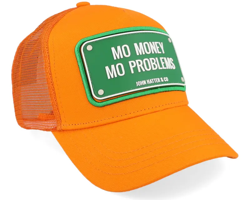 John Hatter & Co Mo Money Mo Problems Orange A-Frame Trucker online