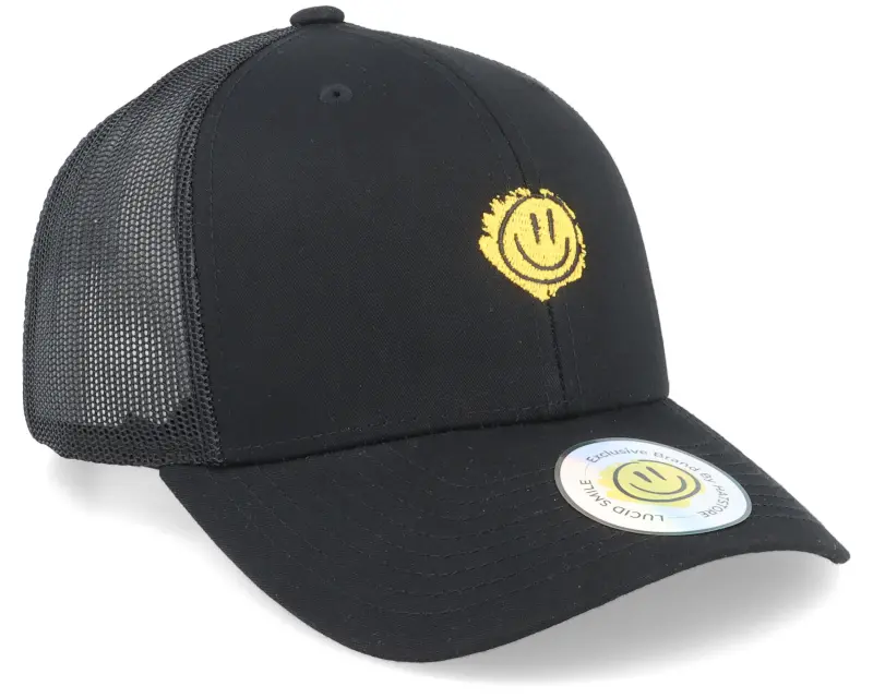 Lucid Smile Trippy Smiley Retro Black Trucker online