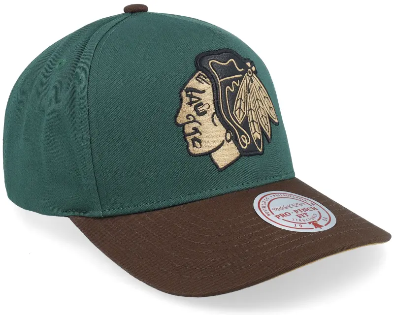 Mitchell & Ness Hatstore Exclusive x Chicago Blackhawks Pro Crown Green/Brown A-frame Adjustable online
