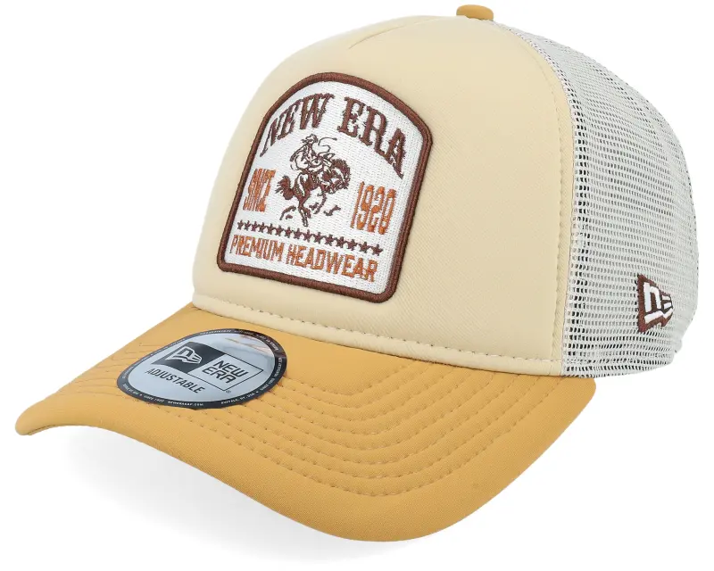 New Era Graphic Patch Stone/Gold Yellow A-Frame Trucker online