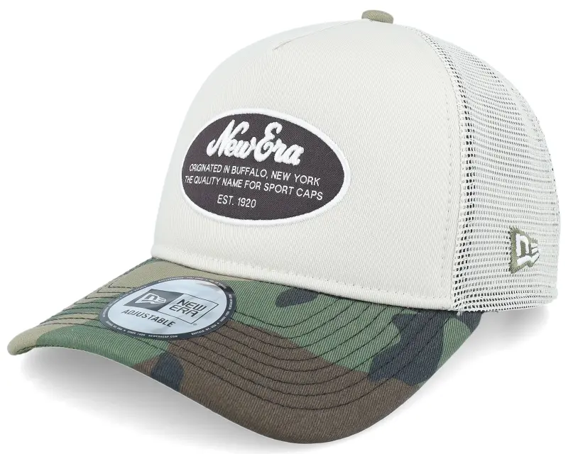 New Era Oval Patch Camo Stone/Camo A-Frame Trucker online