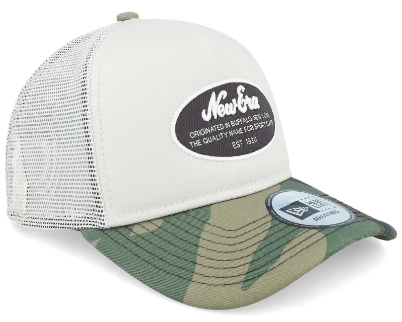 New Era Oval Patch Camo Stone/Camo A-Frame Trucker online