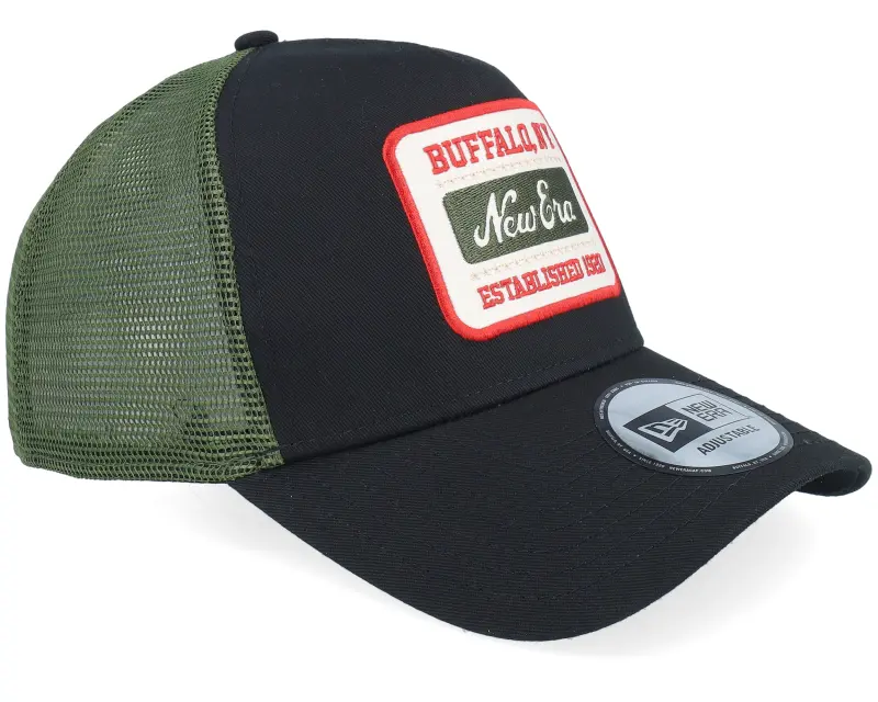 New Era Patch Buffalo NY Black/Dark Green A-Frame Trucker online