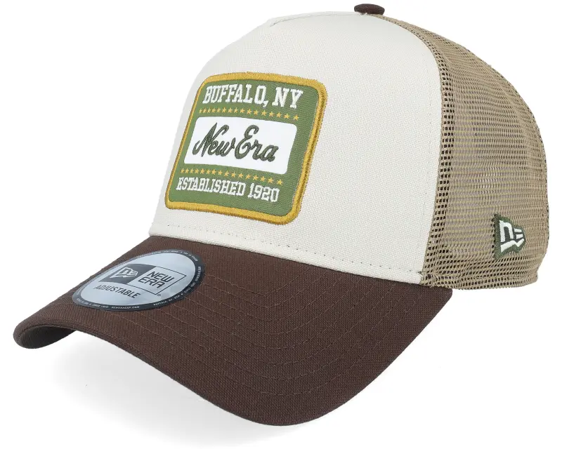 New Era Patch Buffalo NY Canvas Stone/Brown/Khaki A-Frame Trucker online