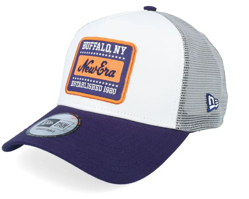 New Era Patch Buffalo NY Canvas White/Navy/Grey A-Frame Trucker online