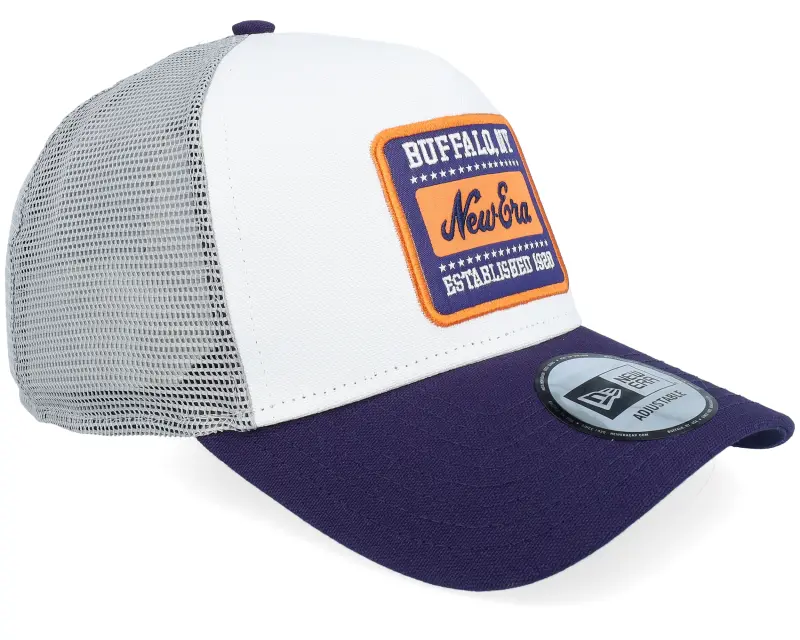 New Era Patch Buffalo NY Canvas White/Navy/Grey A-Frame Trucker online