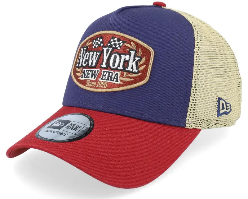 New Era Patch Royal/Beige/Scarlet A-Frame Trucker online