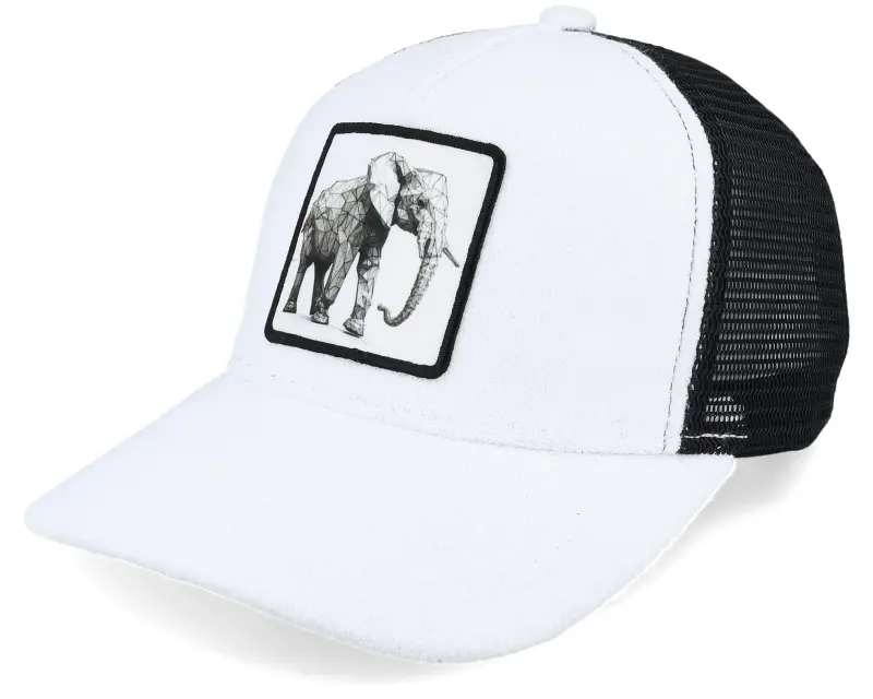Origami Elephant Low Poly Art White/Black Trucker online