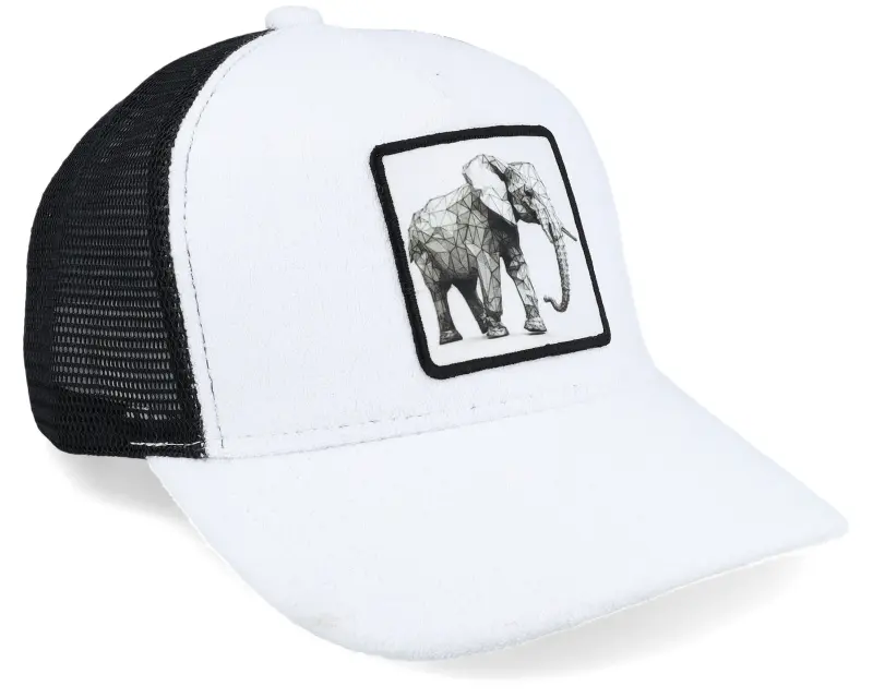Origami Elephant Low Poly Art White/Black Trucker online
