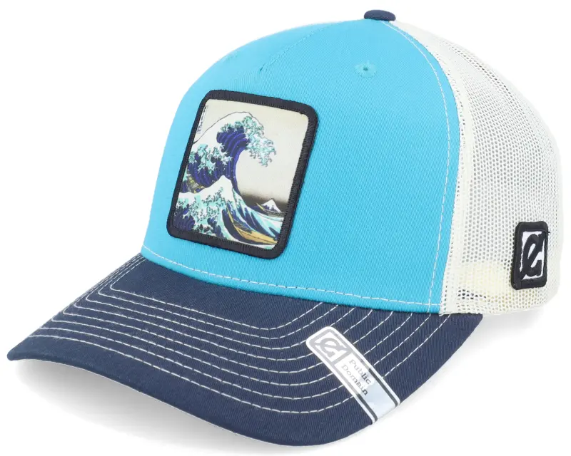 Public Domain Hokusai The Great Wave Blue Teal/Birch/Navy A-Frame Trucker online