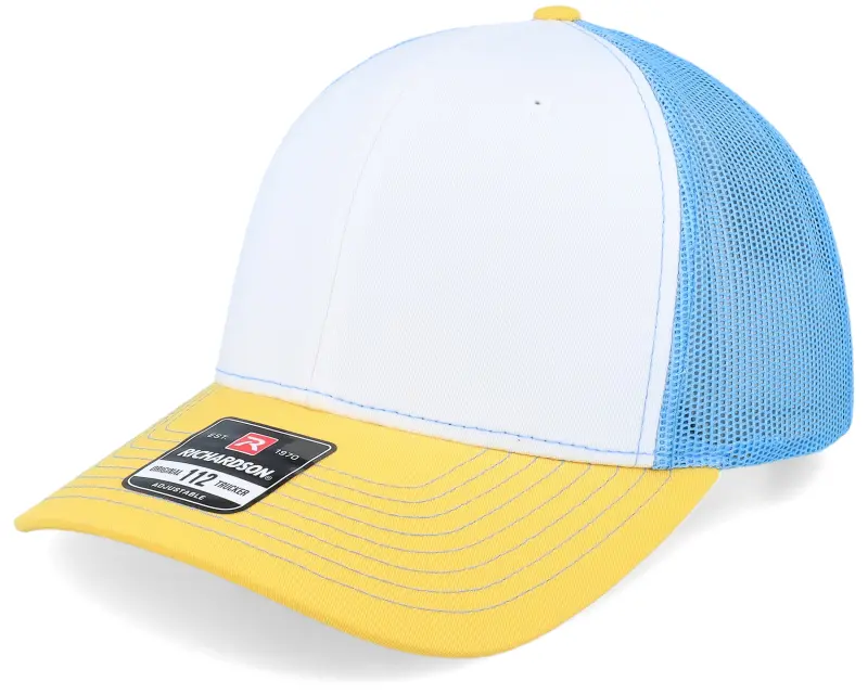 Richardson 112 Tri White/Columbia Blue/Yellow Trucker online