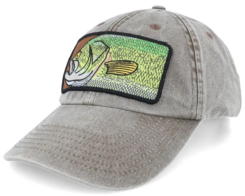 Skillfish Big Black Bass Box Vintage Washed Brown Dad Cap online