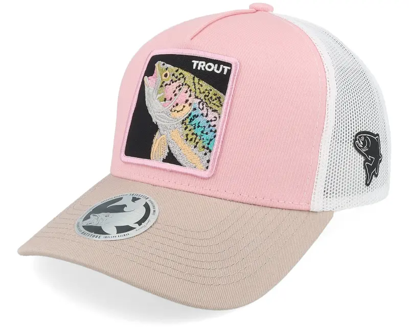 Skillfish Rainbow Trout Box Light Pink/White/Grey A-frame Trucker online