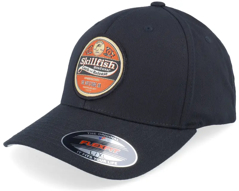 Skillfish Retro Fishing Logo Wooly Combed Black Flexfit online