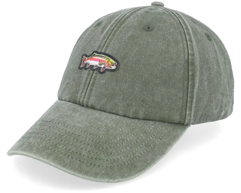 Skillfish Tiny Rainbow Trout Fish Vintage Washed Olive Dad Cap online