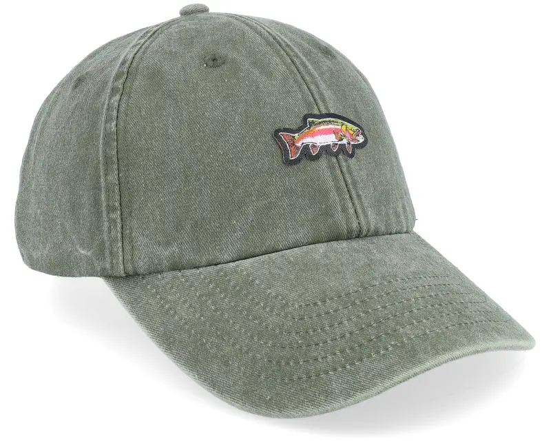 Skillfish Tiny Rainbow Trout Fish Vintage Washed Olive Dad Cap online