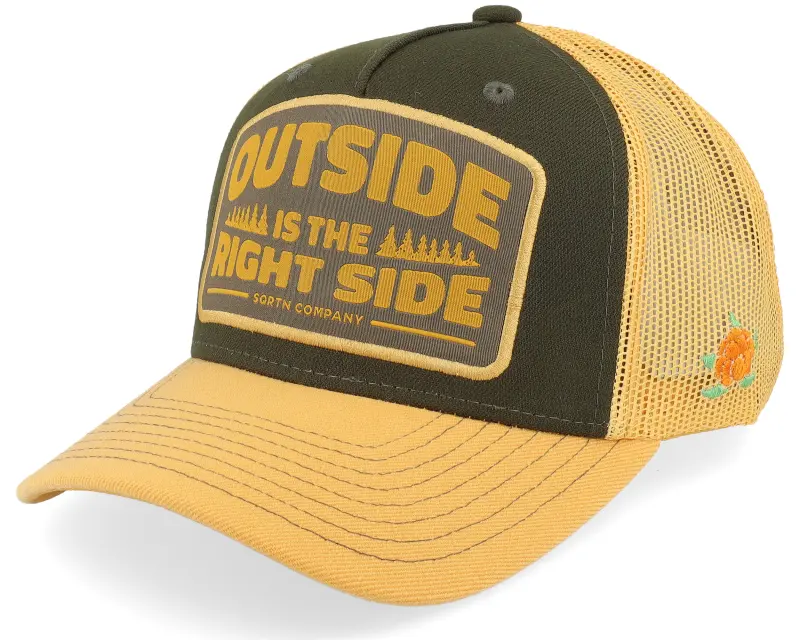 SQRTN Right Side Hooked Keps Olive/Yellow A-Frame Trucker online