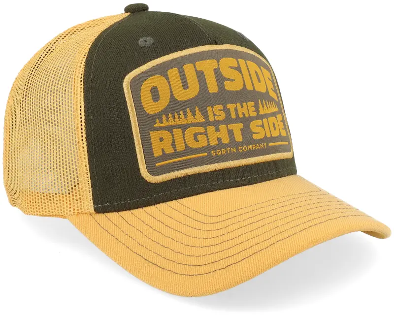SQRTN Right Side Hooked Keps Olive/Yellow A-Frame Trucker online