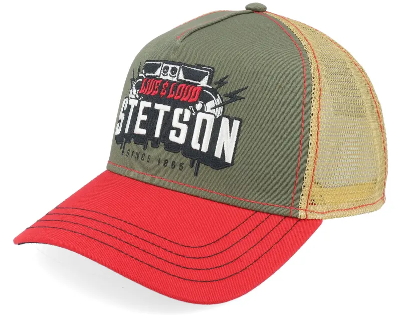 Stetson Festival Live Loud Red/Olive A-Frame Trucker online