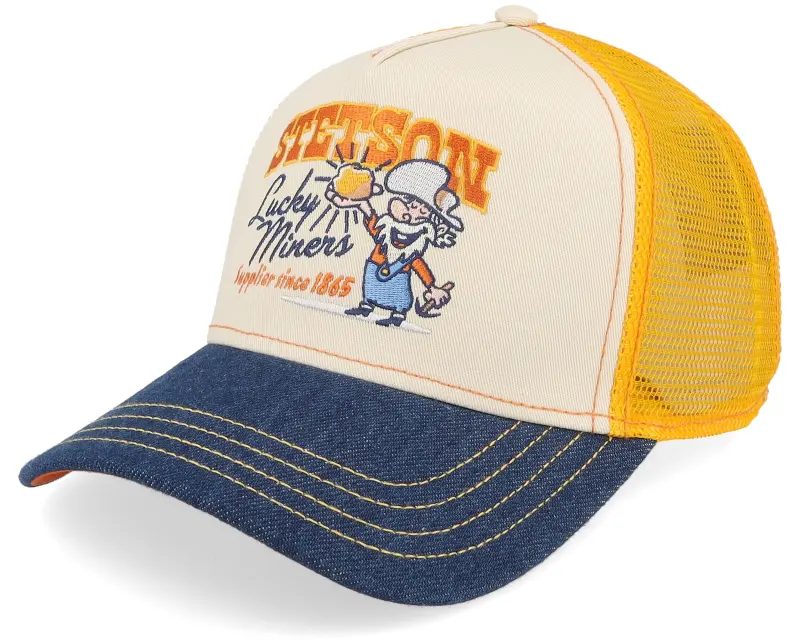 Stetson Lucky Miners Off White/Denim Blue/Yellow A-Frame Trucker online