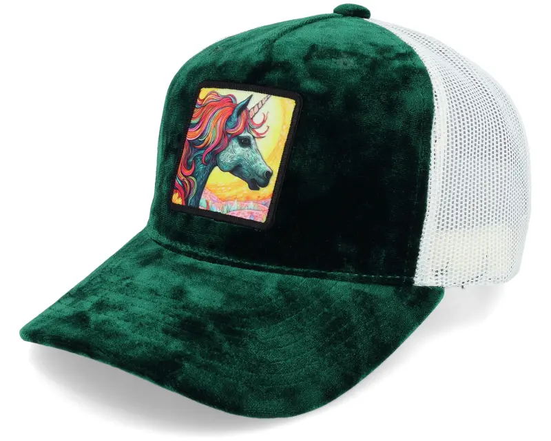Unicorns Unicorn Sunset Velvet Green/Ivory A-frame Trucker online