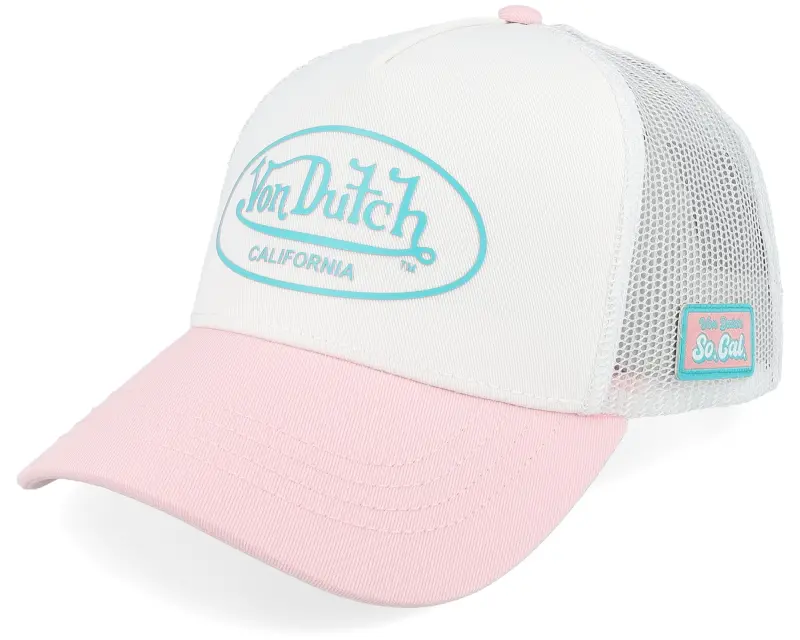 Von Dutch Baseball Suedin White/Pink A-Frame Trucker online