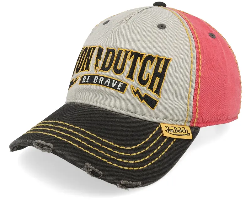 Von Dutch Distressed Embroider White/Black/Red Dad Cap online