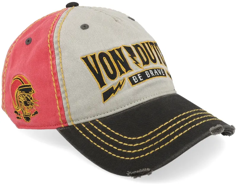 Von Dutch Distressed Embroider White/Black/Red Dad Cap online