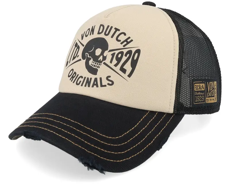 Von Dutch Distressed Skull White/Black A-Frame Trucker online