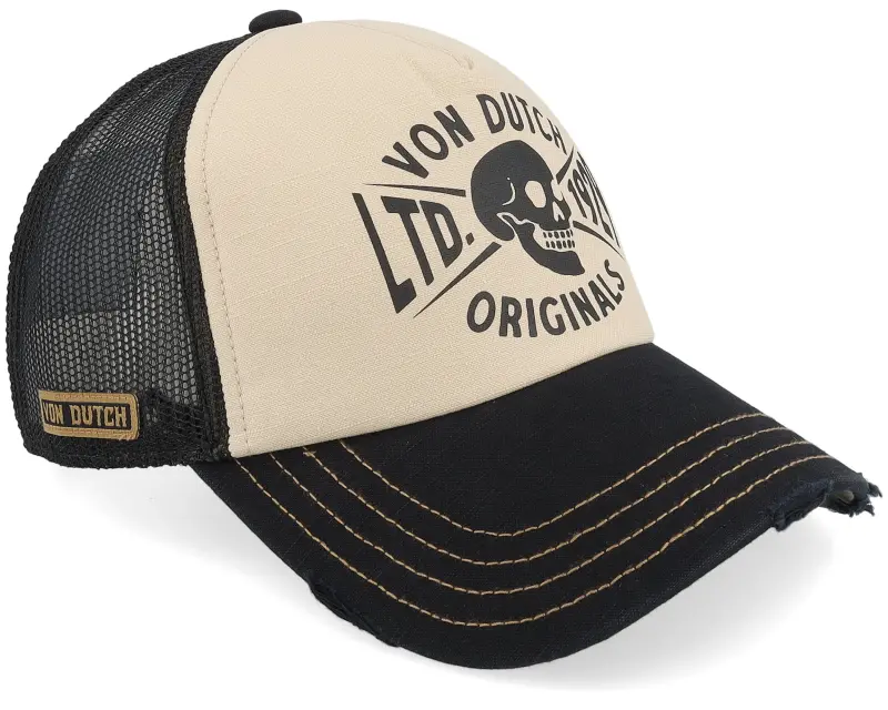 Von Dutch Distressed Skull White/Black A-Frame Trucker online