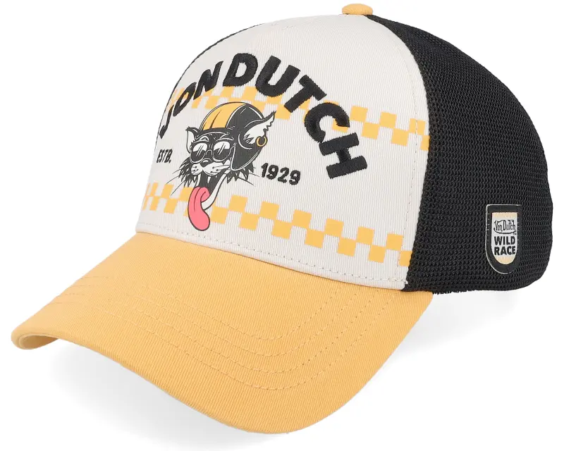 Von Dutch Dog Screen Print/Embroidery Black/Grey/Yellow A-Frame Trucker online