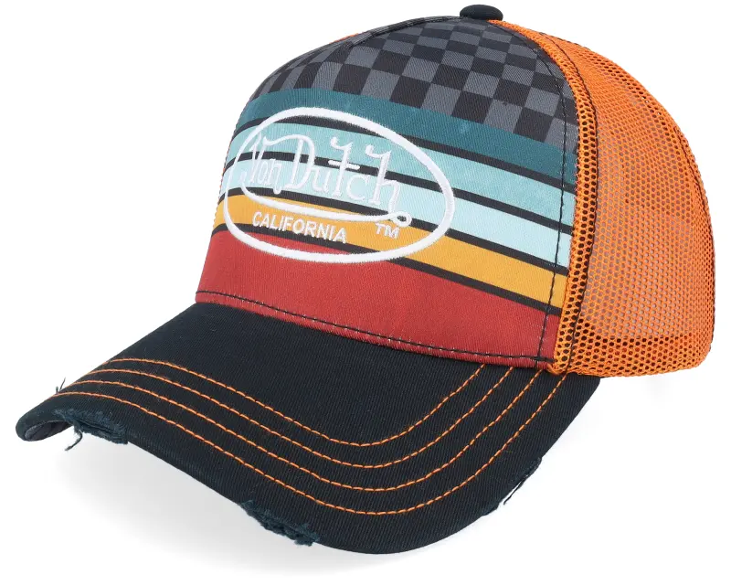Von Dutch Embroidery Logo Orange/Multicolor/Black A-Frame Trucker online