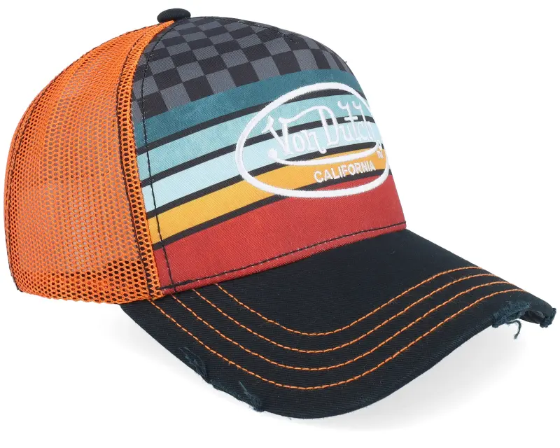 Von Dutch Embroidery Logo Orange/Multicolor/Black A-Frame Trucker online