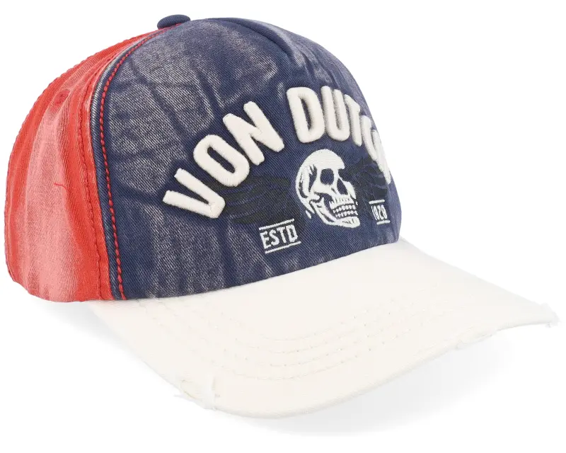 Von Dutch Logo Baseball Cap Red/Blue/White A-Frame Adjustable online