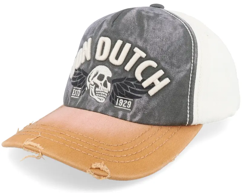 Von Dutch Logo Baseball Cap White/Grey/Brown A-Frame Adjustable online