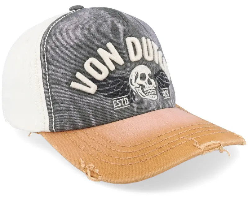 Von Dutch Logo Baseball Cap White/Grey/Brown A-Frame Adjustable online